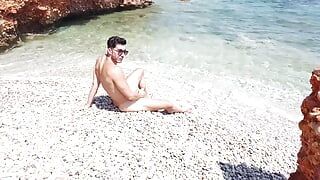 Hot sloppy blowjob on the beach