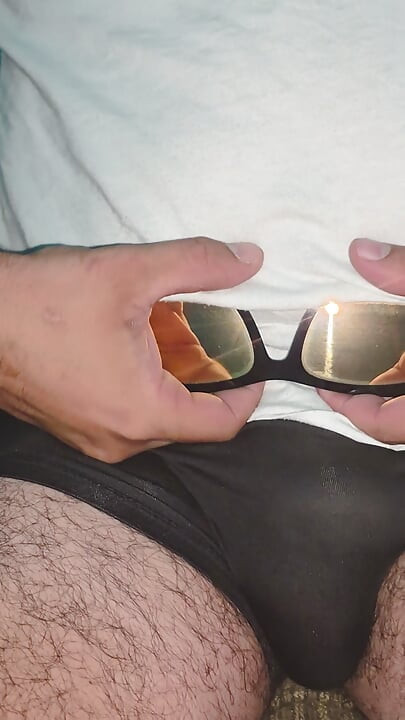 Par de óculos Harper suntop e óculos me esfregando meu pênis na minha cueca