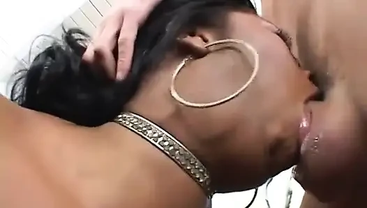 Lusty black babe gets her massive juggs fucked
