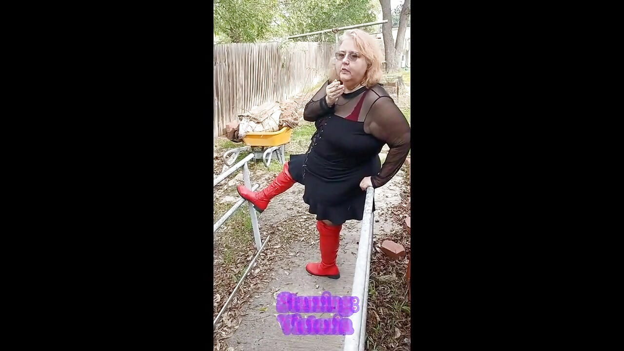 Mistress V Nurse Vicki Smoking Out Side in 2 Sexy Out Fits