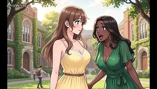 Ai Generierte Hentai Animierte Anime-cartoon Einer Süße, Dicke Möpse, Schlanke Britische Kurvige Studentin Fickt
