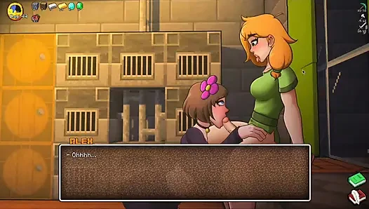 HornyCraft Minecraft Parody Jenny Gives Sloppy Deepthroat Blowjob to Futanari Alex