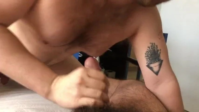 Afternoon raw dicking with a visiting muscle cub buddy