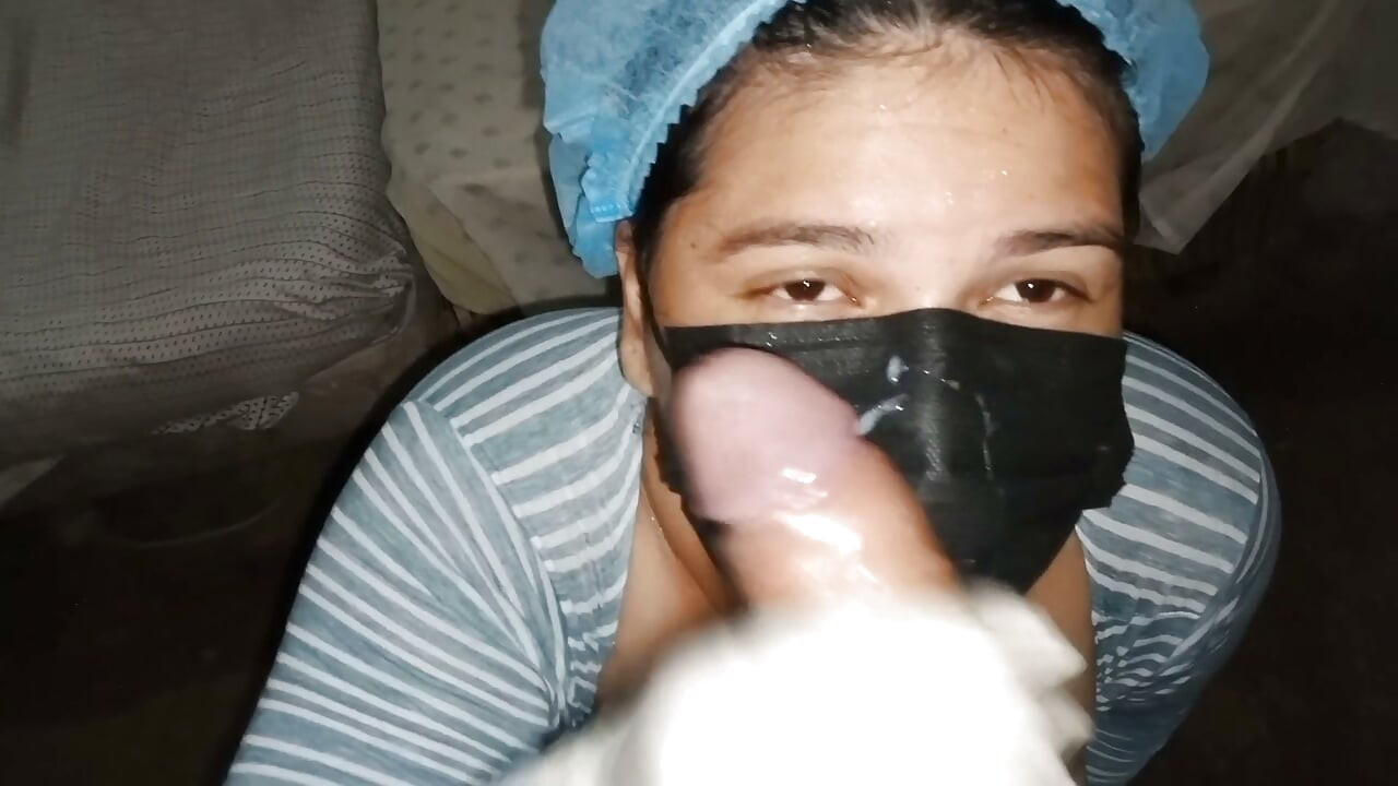 The chubby busty nurse comes to check on my health and ends up jerking me off until I end up in her face