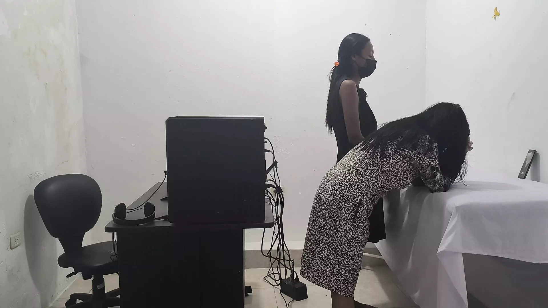 A religious nurse preaches to a patient and then changes her speech by starting to do sensual things.