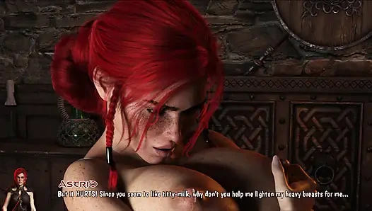 Беременной Астрио разрисовывают киску спермой - Conan пьет из ее гигантских сисек с лактацией без перерыва