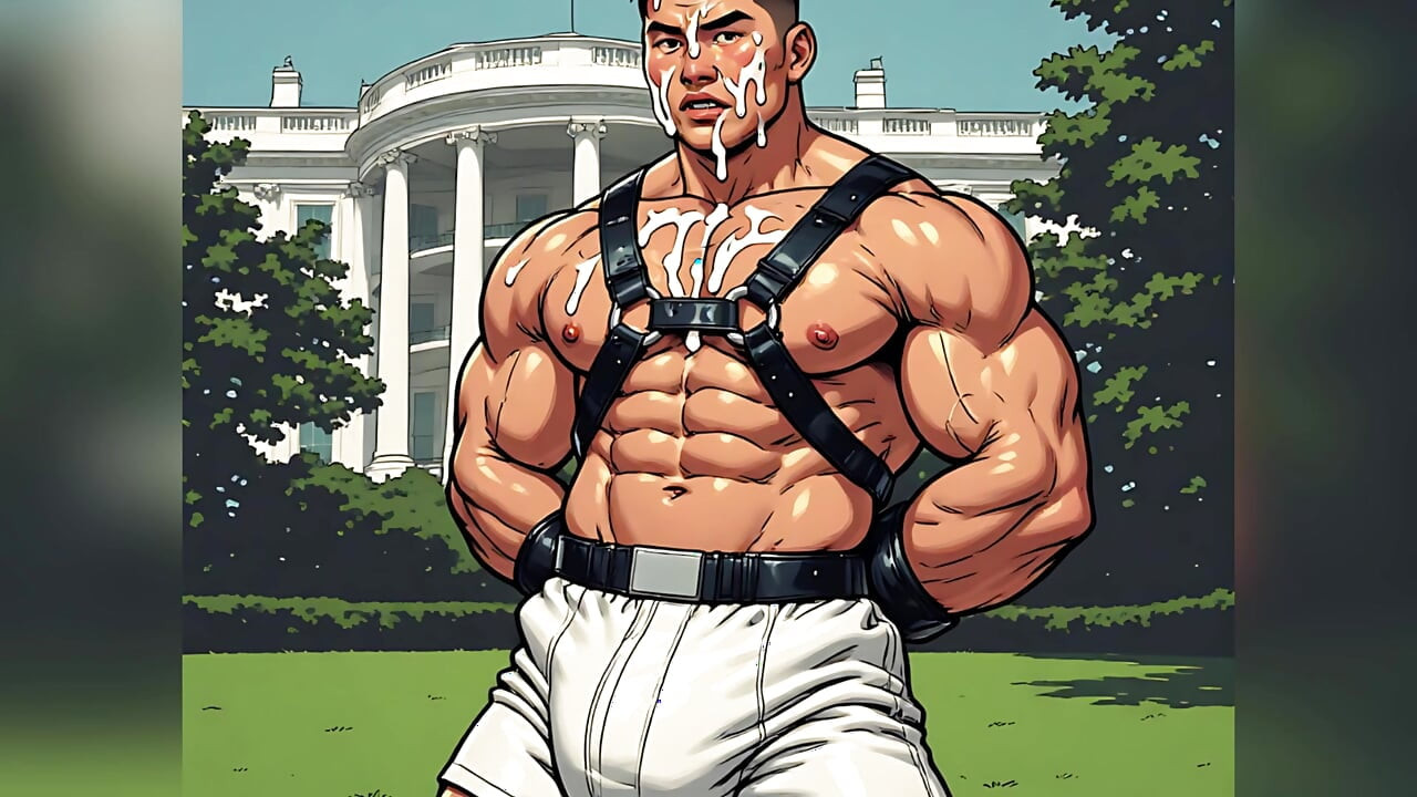 Asian Cum Covered Muscle Men Art