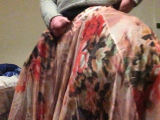 Wanking and cumming in my soft flowy skirt with hoopskirt