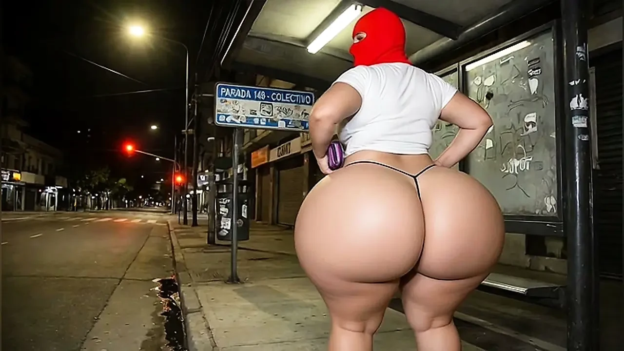 Big Ass Latina Waiting for the Bus in Tight Leggings