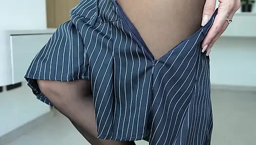 POV Hot Sex with Girl in Perfect Sheer Pantyhose! Missionary, Footjob, Creampie