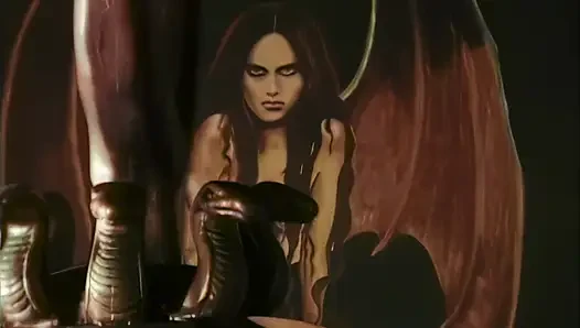 The Hairy-pussy Witch Gets Pounded by Two Cocks