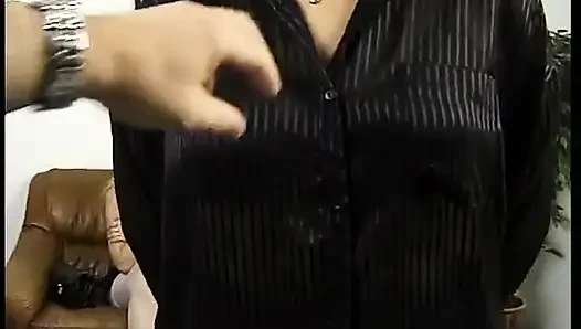 Hairy mature is draining dude's pecker at the casting