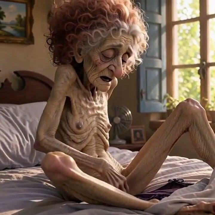 Very Old Widow Masturbates Her Wrinkled Pussy Alone and Craves a Huge Cock
