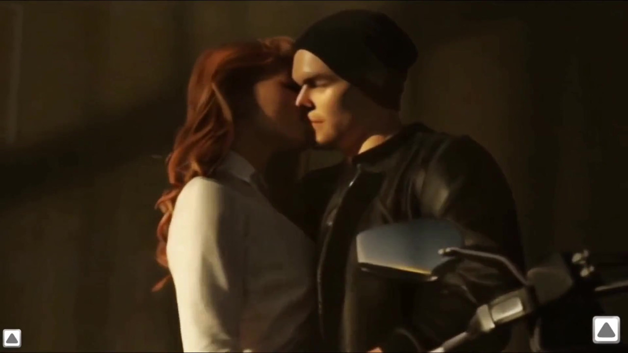 継母はハンサムな隣人を抱きしめ、深くキスをしている