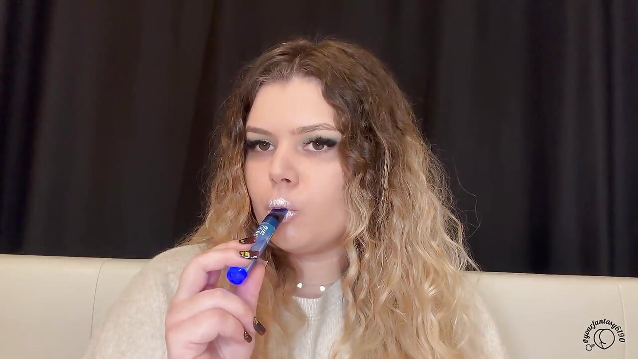 Pink Lips Smoking with Curly Hair