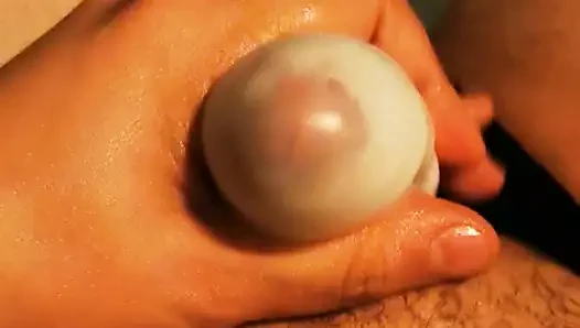 Jerk and cum with tenga egg and tights
