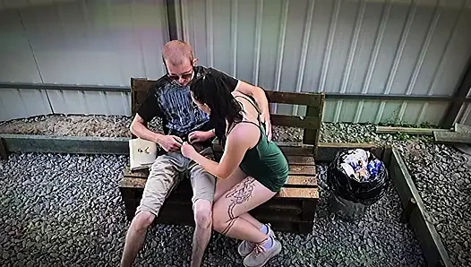 Hardcore public sex outdoors: a couple in the park