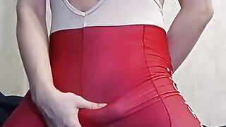 Cute guy in cycling suit jerks off and cums