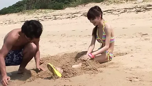 Frisky couple strip and fuck on the beach hardcore