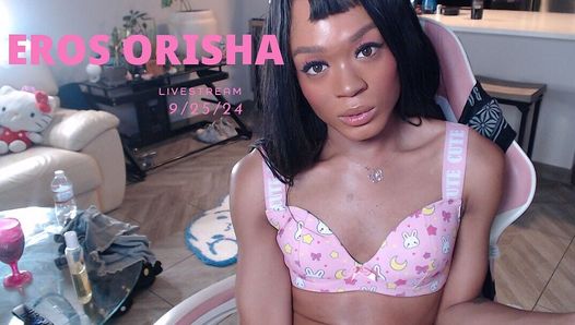 Trans pornoster Eros Orisha streelt zichzelf en komt klaar