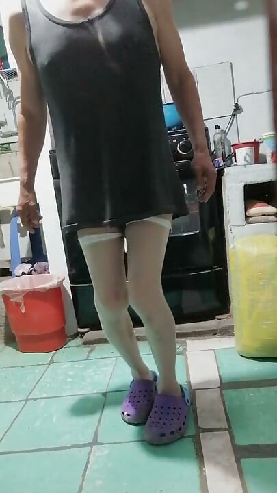 His old lady in her house slippers