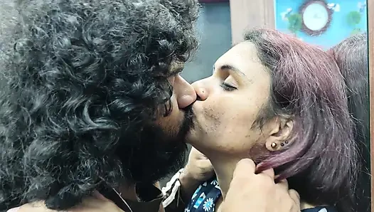 Neck kiss with lip lock in nighty