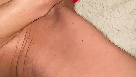 Masturbation of a beautiful blonde with orgasm and moans