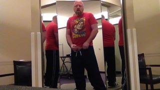 Bear jacking off in dressing room