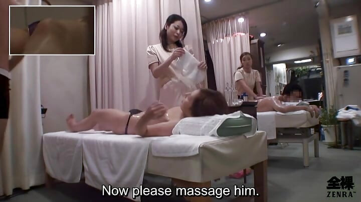 Bizarre Japanese all naked side by side chiropractic massage clinic