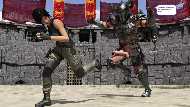 Lara Croft in naughty arena
