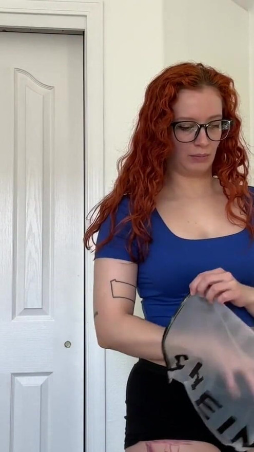 sexy new filming shirts try on in bra and panties - veggiebabyy | Clip 2