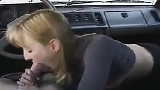 she makes a break at work and blow a cock in the car