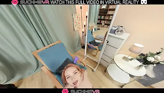 Die geile rothaarige schlampe Ellis Courtney stöhnt, als sie hart gefickt wird, in VR.