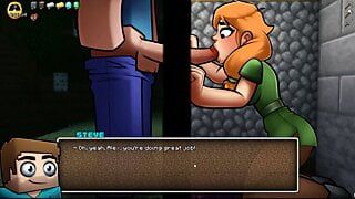 Hornycraft, une parodie de Minecraft, jeu hentai, pornplay ep.5, la cow-girl veut toucher mon bois du matin