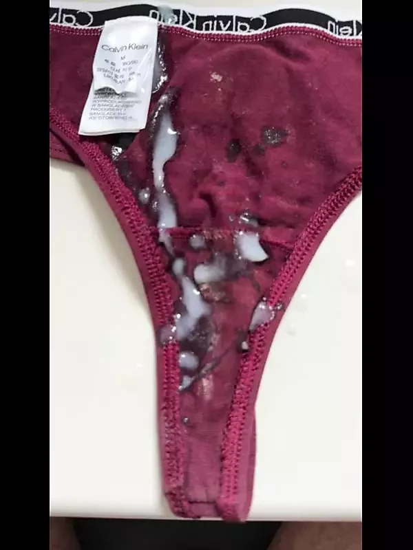 My wife's thong directly from the laundry basket to Katerm dirty thong licked out and squirted full