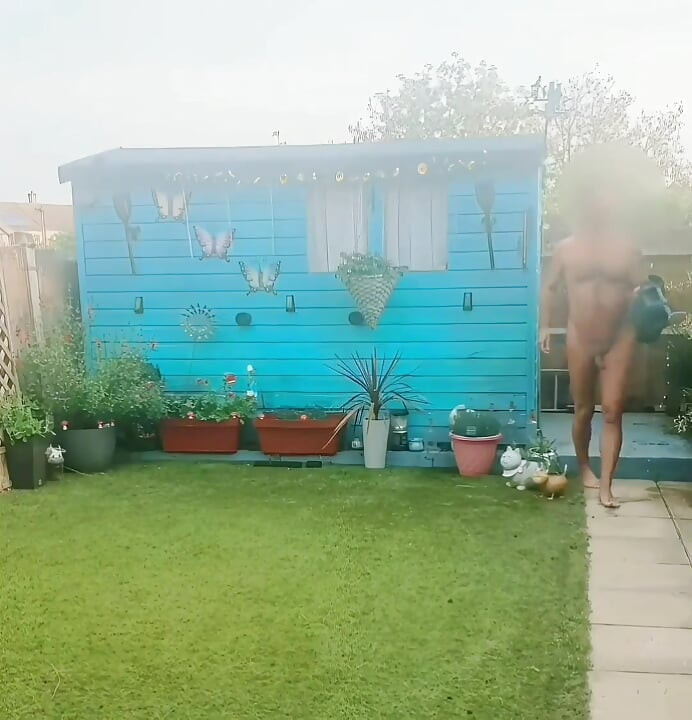 Naked Gardening & Huge Buttplug