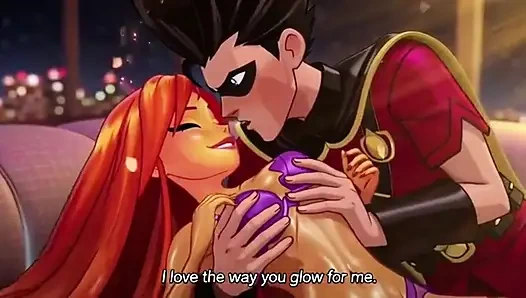 STARFIRE &ROBIN STEAMY PENTHOUSE ROMANCE - pasangan anime 3D panas