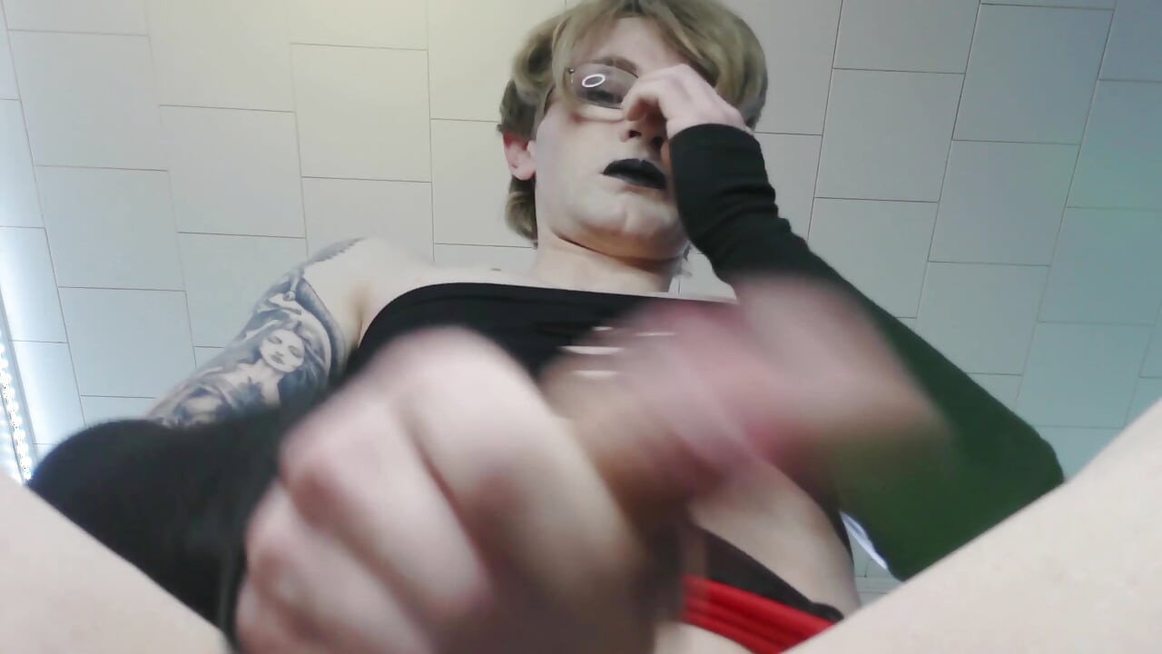 strawberry blonde goth femboy tease - playing with themselves & cums on your face