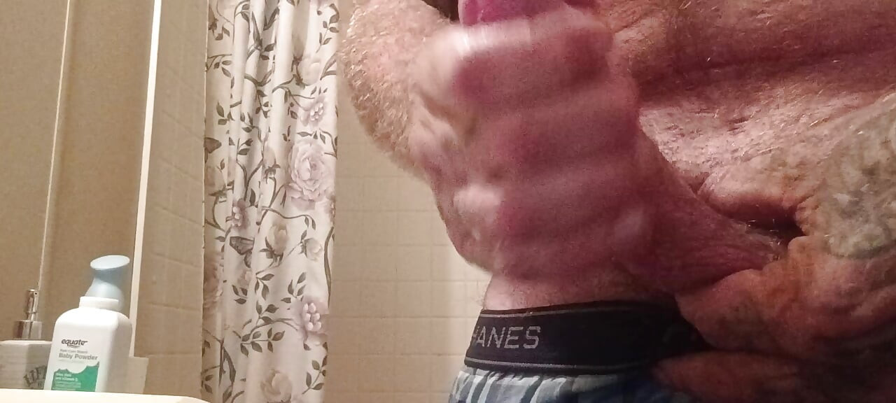 Stroking my hard cock