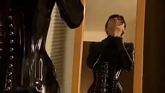 Japanese girl with latex catsuit