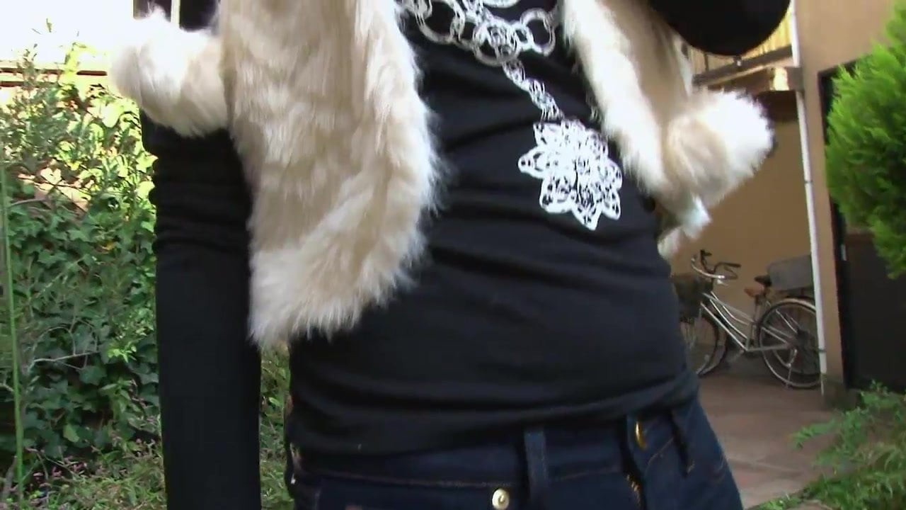 Cute little whore is outdoors sucking cock like a good slut