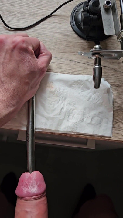 Thrilling moment from "extreme cocksounding and urethra stretch with machine Part 2"
