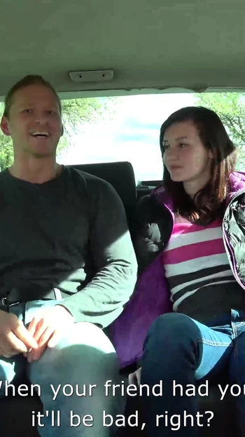 Drivers hot friend fucked in the back on drivinig van