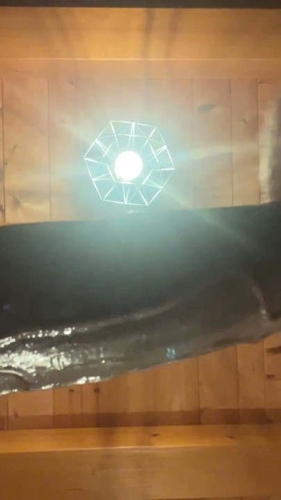 Close-up of grandpa's balls and the penetration of his 50 cm long black dildo | Clip 1