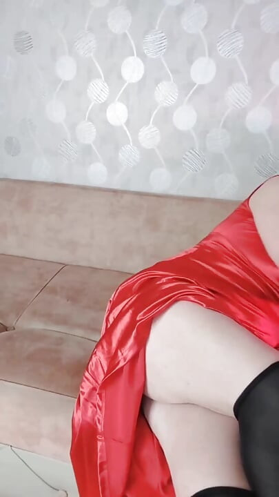 Red Dressed White Feminine Sissy