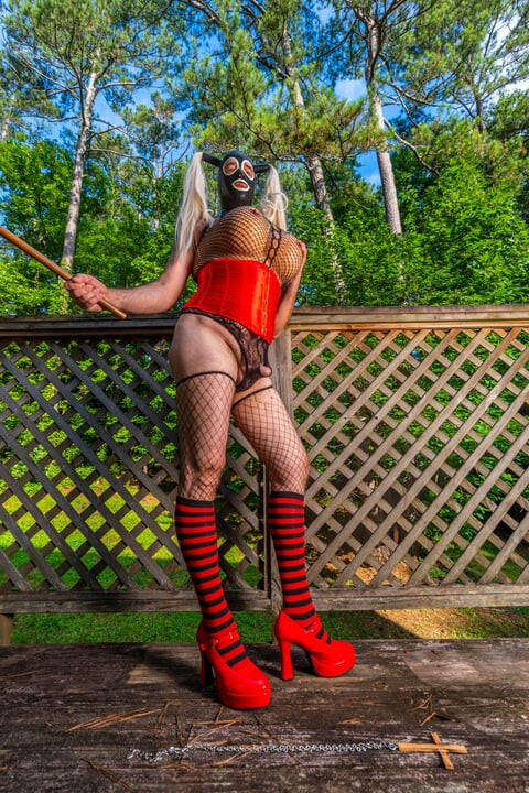 Giant fake tits crossdresser Jon Scarecrow BTS corset photoshoot