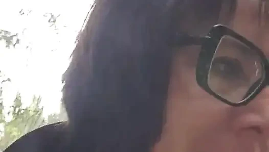 Julie pulls naked on the side of the road and splashes