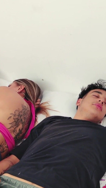 Iconic moment from "I'm going to visit my friend and we end up having a threesome with her boyfriend"
