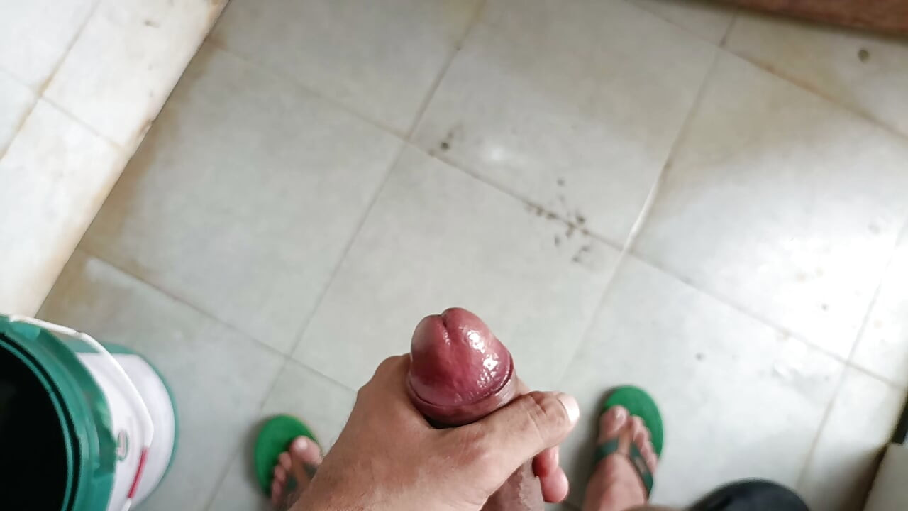 Indian Boy Peeing in Bathroom and Masturbation Pink Cock