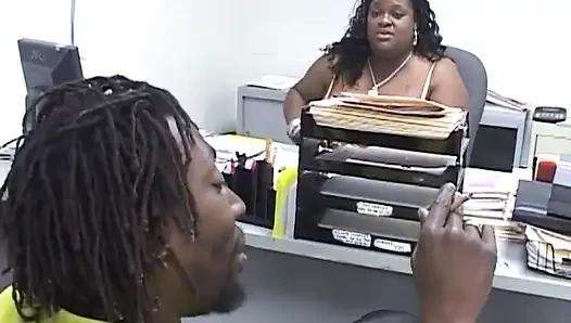 Big fat black girl fucking in the office